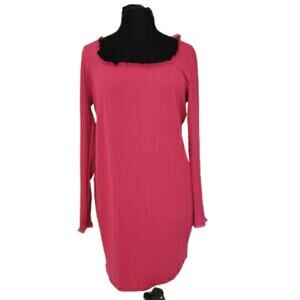 NWT Forever 21+ Long Sleeve Ruffle Short Stretch Knit Dress in Berry Size 1X